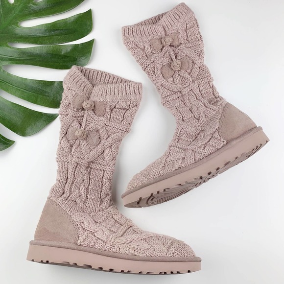 UGG Shoes - UGG Kalla Cable Knit Boots Dusk Pink Women’s 8